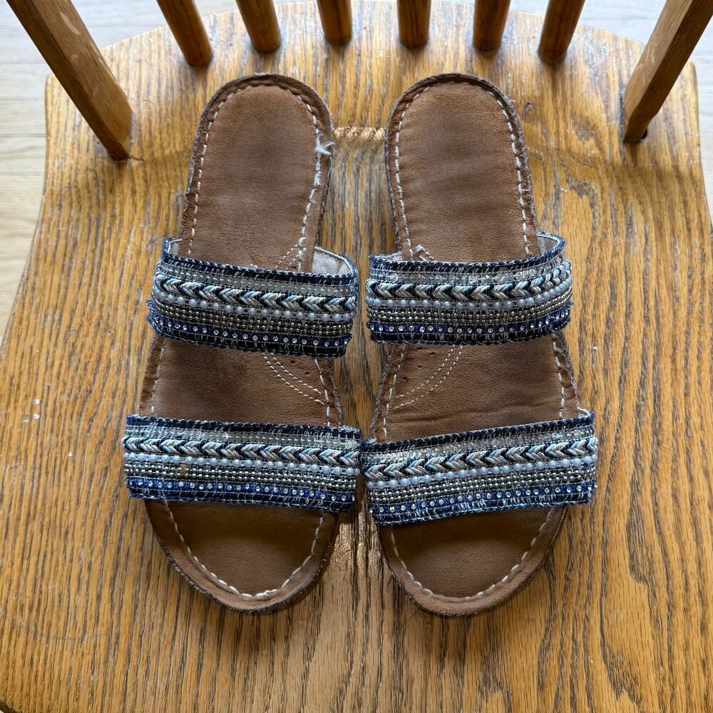 Pretty Blue Beaded Sandals